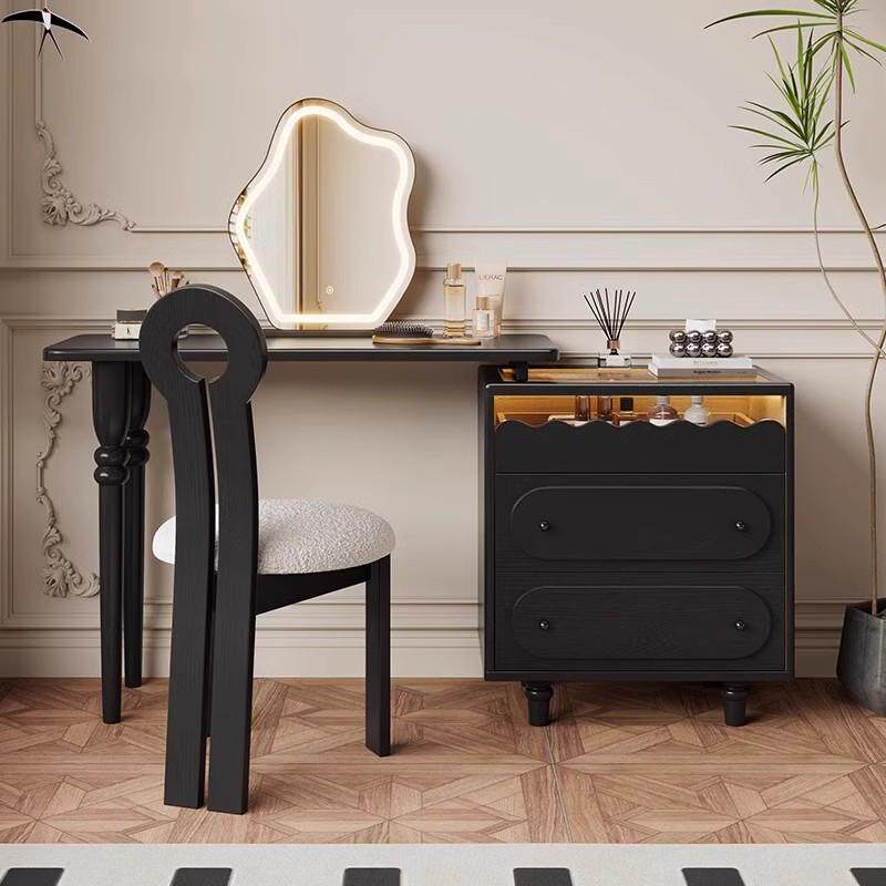 Vintage Solid Wood Shoe Cabinet with Extendable Tabletop Mid-Century Entryway Storage Console with Drawers