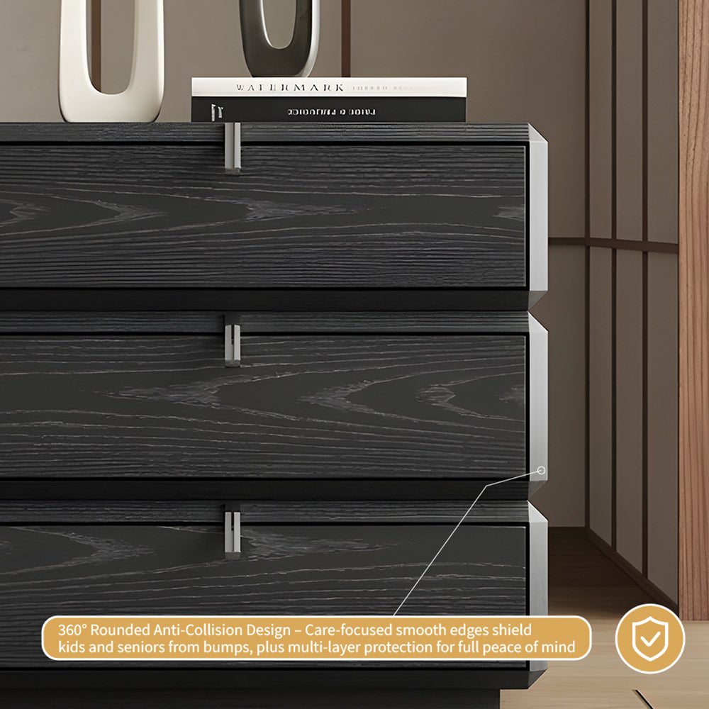 Modern Rotating Nightstand with 3 Spacious Drawers