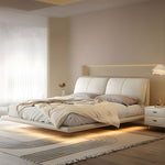 Load image into Gallery viewer, Modern Minimalist Platform Bed with LED Lighting Ultra-Fiber Leather Steel Frame

