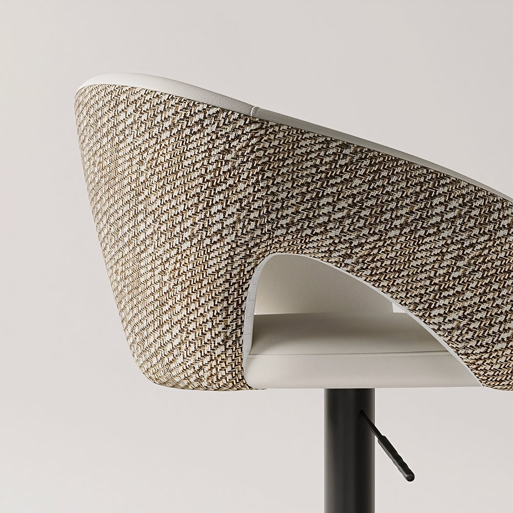 Modern Adjustable Swivel Bar Stool Faux Leather Seat Woven Back Counter Height Bar Chair with Metal Base 1 Piece