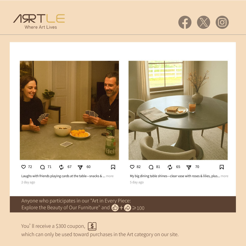 Modern Round Dining Table Scratch-Resistant Surface and Wooden Creative Base Perfect for 4-6 People