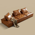 Load image into Gallery viewer, Modern Modular Vintage Leather Sofa Tufted Deep Seat Lounge Sofa Oil Wax Top Grain Leather
