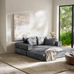 Load image into Gallery viewer, 70&#39;&#39;-78&#39;&#39;Convertible Sofa Bed Tufted Cushion Armrest Foldable Design in Grey Fabric Upholstery
