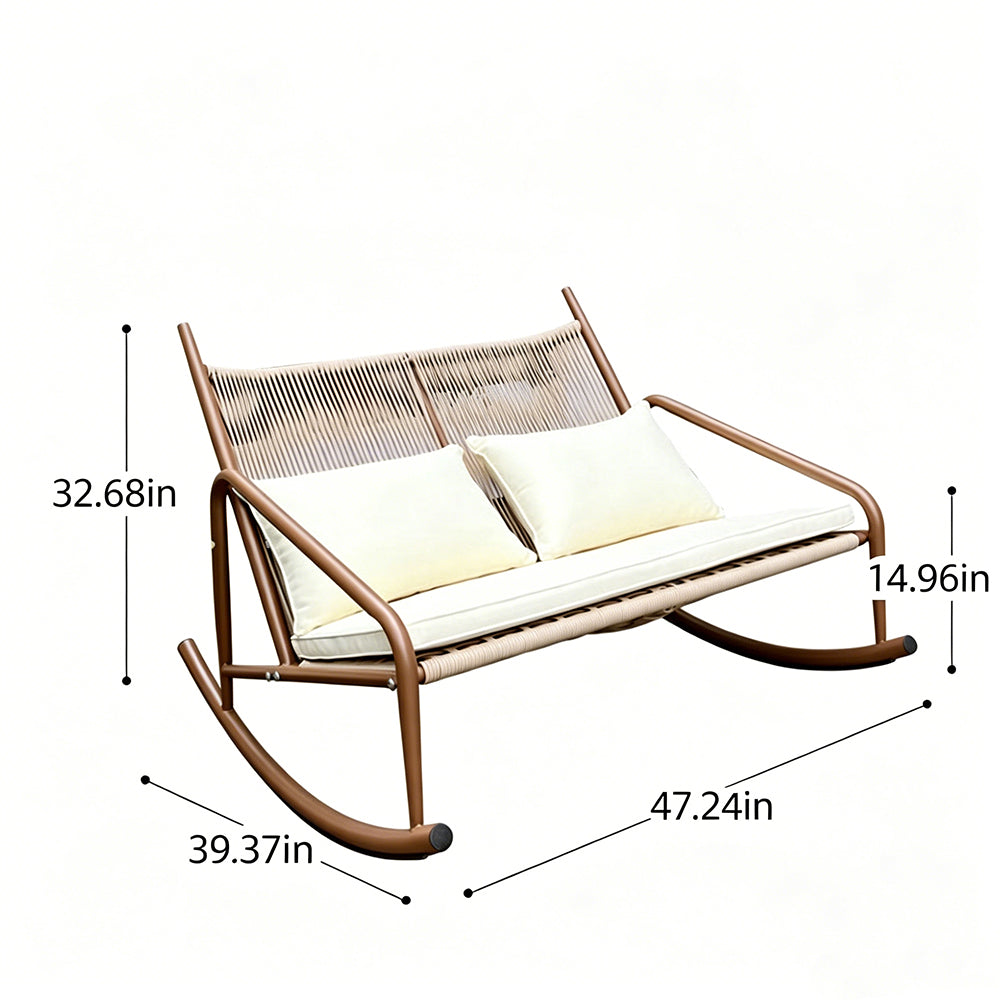 Outdoor Woven Rocking Chair with Cushions
