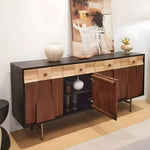 Load image into Gallery viewer, Modern Wooden Sideboard Unique Geometric Design Natural Wood Drawers Stylish Storage Cabinet
