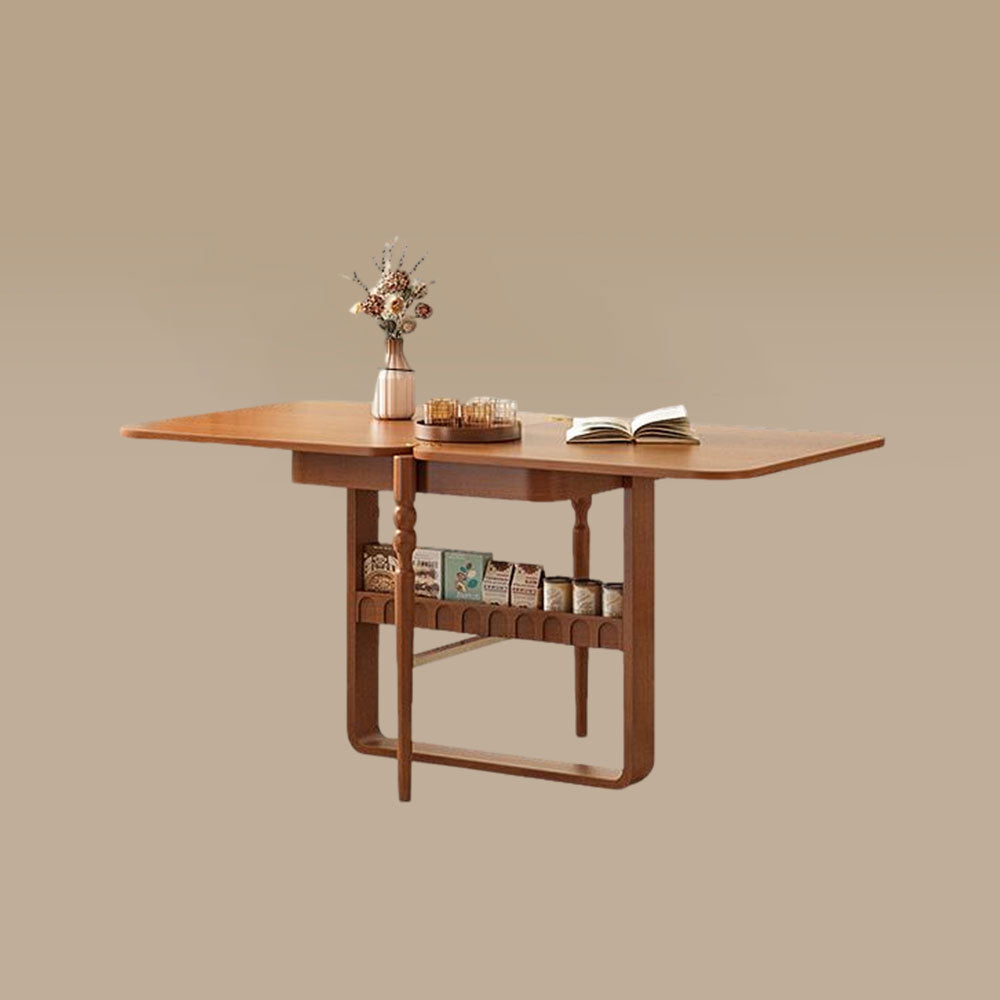 Extendable Dining Table Built-in Storage Rounded Tall Legs
