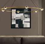 Load image into Gallery viewer, Original hand-painted geometric abstract, neutral black, grey, and beige palette blending with any living space.
