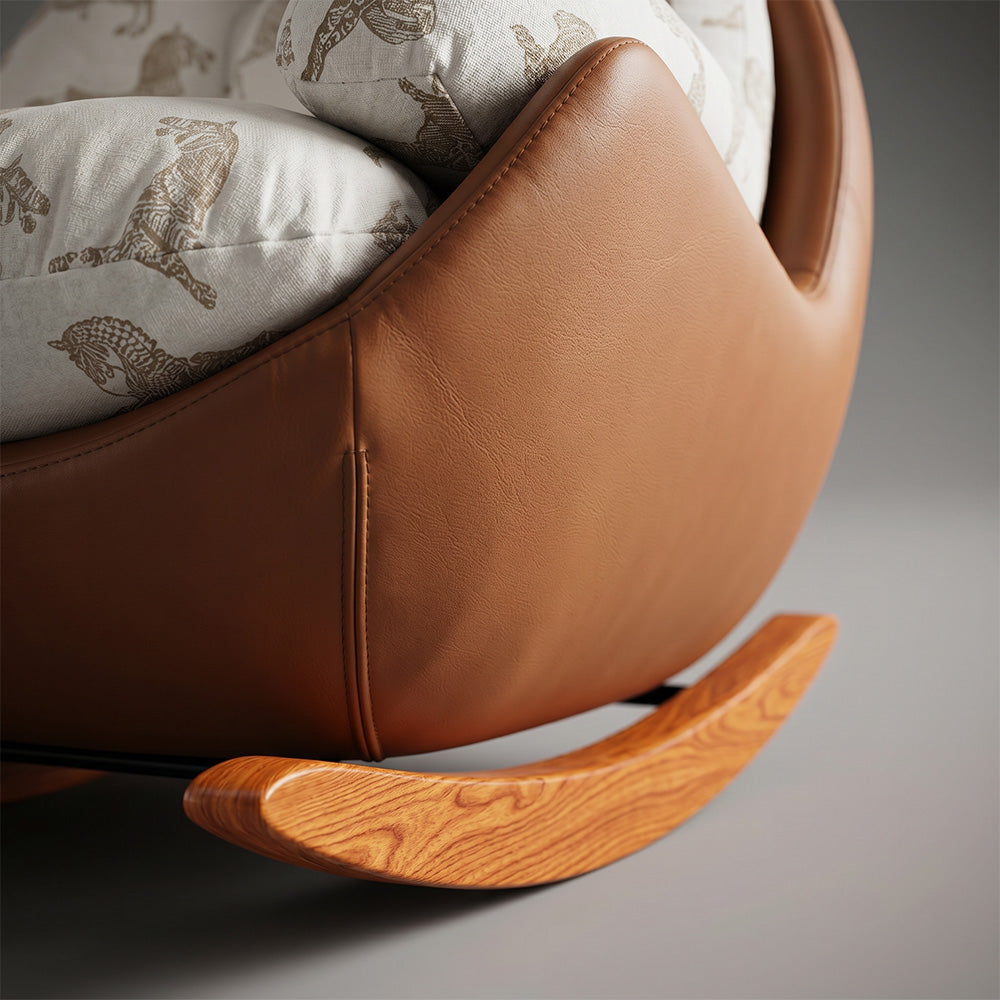Cozy Printed Rocking Lounge Chair with Wraparound Back and Plush Cushion