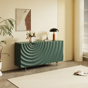 62.4''Green Ripple Sideboard Modern Carved Storage Cabinet Minimalist Design Functional Accent Furniture