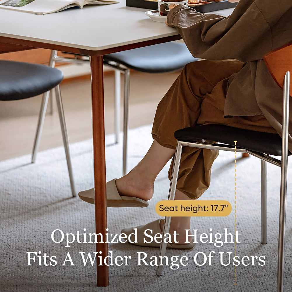 Modern Dining Chair with Stainless Steel Legs Faux Leather Upholstered Seat Ergonomic Wood Backrest for Dining Room