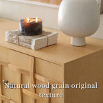 Load image into Gallery viewer, 63" Modern Geometric Solid Wood Sideboard Storage Cabinet with Sculptural Door Design
