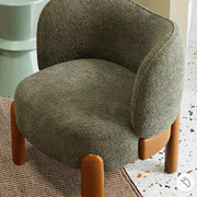 Lounge Chair Curved Backrest Upholstered Teddy Fabric Solid Wood Legs