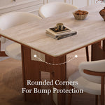Load image into Gallery viewer, Mid Century Sintered Stone Top Dining Table With Geometric Wooden Legs
