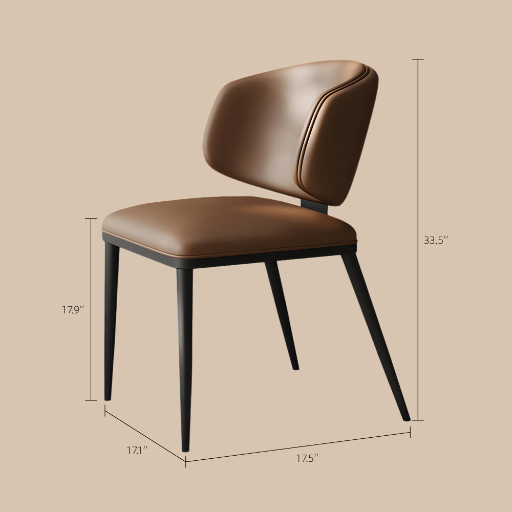 Set of 2 Modern Leather Accent Dining Chairs