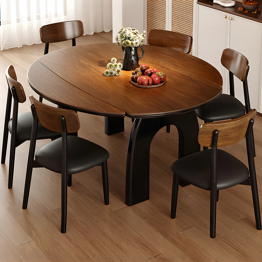 50.7" Versatile Extendable Dining Table Round to Oval Conversion