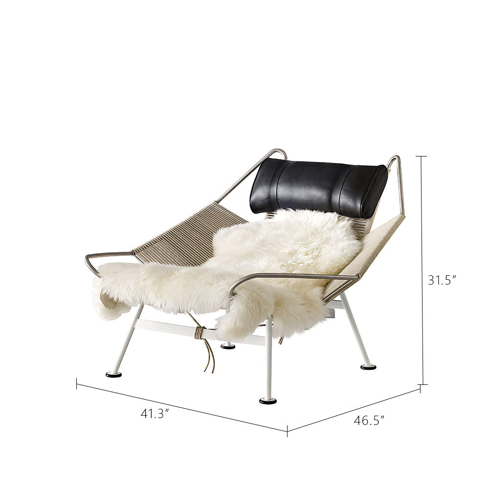 Modern Lounge Chair with Wool Throw and Leather Head Pillow