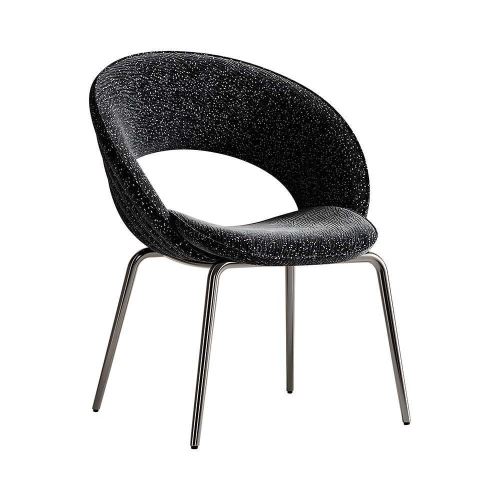 Modern Black Curved Dining Chair with Stainless Steel Legs Minimalist Accent Chair 1 Piece