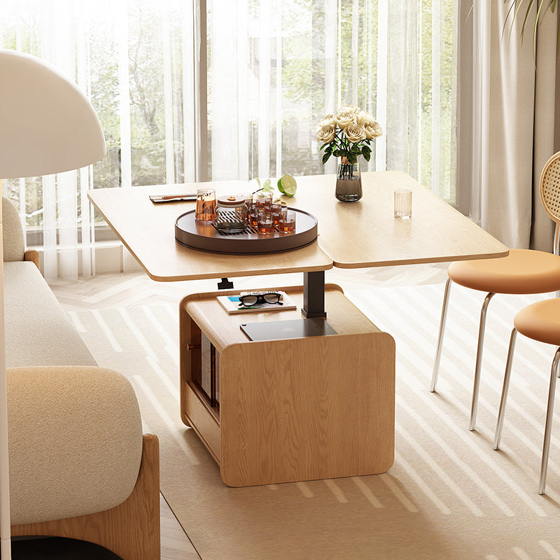42.9'' Height Adjustable Side Table with Magazine Rack Solid Wood Finish Lift-Top Function Space-Saving Design