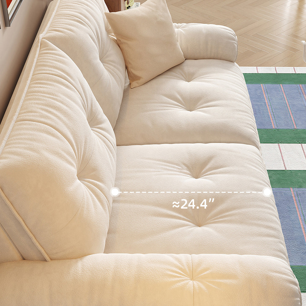 Modern Convertible Sofa Bed Tufted Fabric Sleeper Sofa Space Saving Pull Out Couch  Description