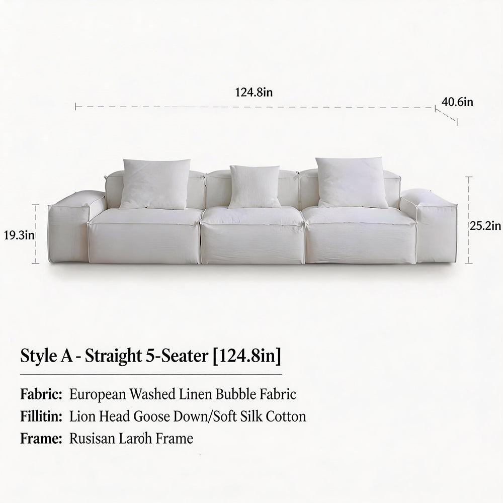 Modern Modular Sectional Sofa Removable Washable Cover Cream Upholstery Minimalist Low Profile Design