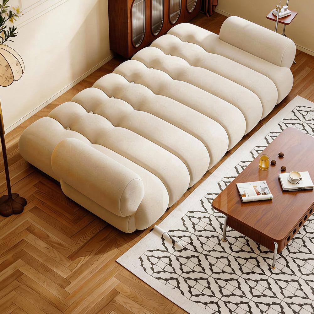 Modern Bubble Cushion Velvet Sofa Bed Convertible Deep Seat Sleeper