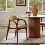 Load image into Gallery viewer, Modern Wood Dining Chair with Cream Upholstered Seat and Curved Arms 1 Piece
