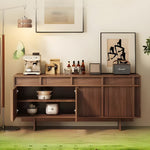 Load image into Gallery viewer, 62.9'' Modern Walnut Sideboard Cabinet Wooden Buffet Storage Minimalist Console for Dining Room &amp; Living Room
