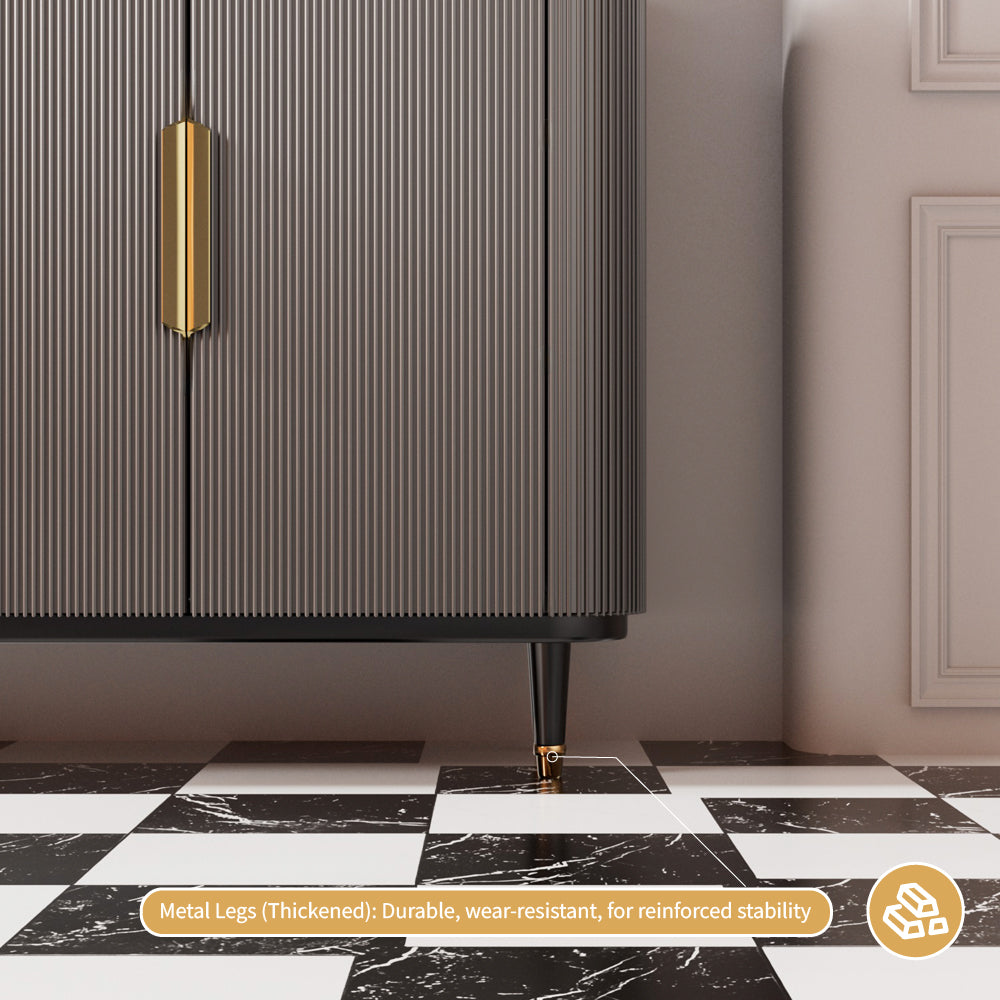 62.4'' Modern Luxury Elegant Gray and Gold Sideboard with Shelves