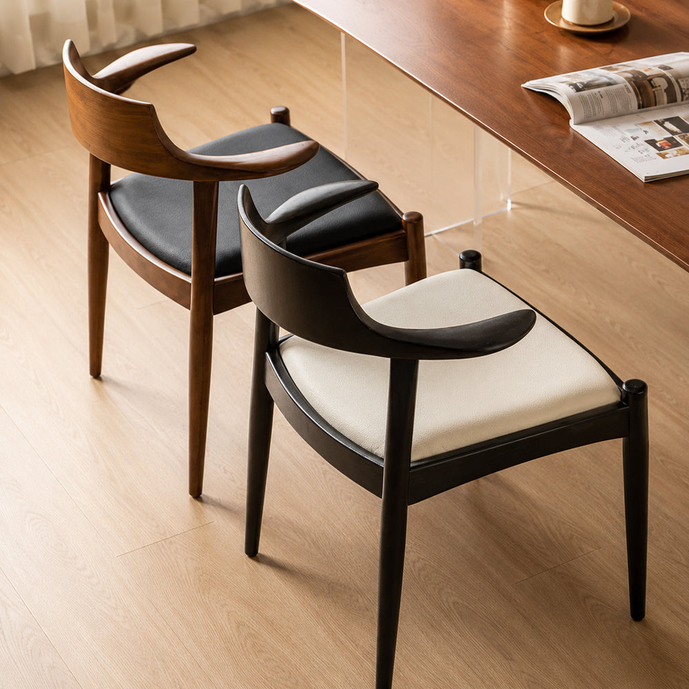Modern Solid Wood Dining Chair with Handwoven Paper Rope Seat and Sculptural Armrests 1 Piece