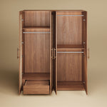Load image into Gallery viewer, Walnut Rattan Four-Door Wardrobe Modern Natural Fusion Design
