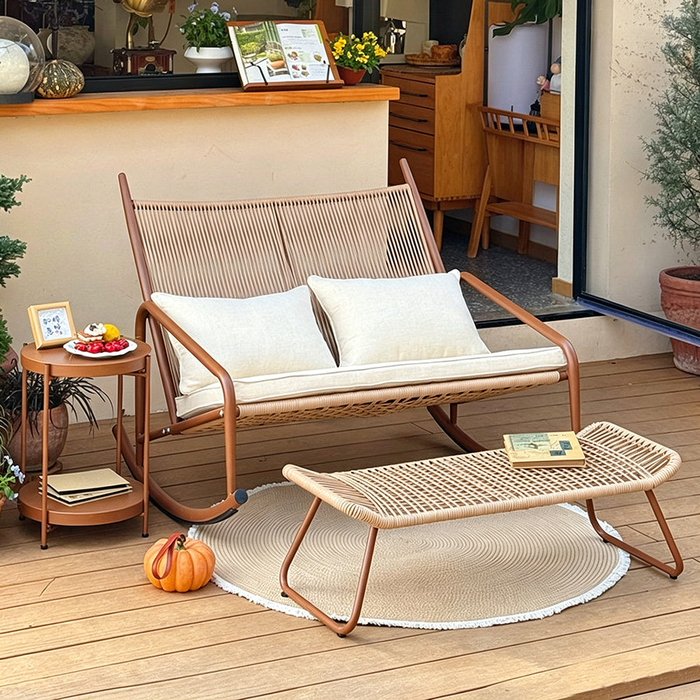 Outdoor Woven Rocking Chair with Cushions