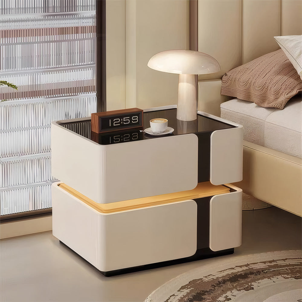 Smart Nightstand with Wireless Charging USB Ports & Motion Sensor Light