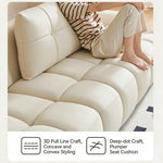Load image into Gallery viewer, Modern Channel-Tufted Snow Velvet Sofa with Latex Cushioning
