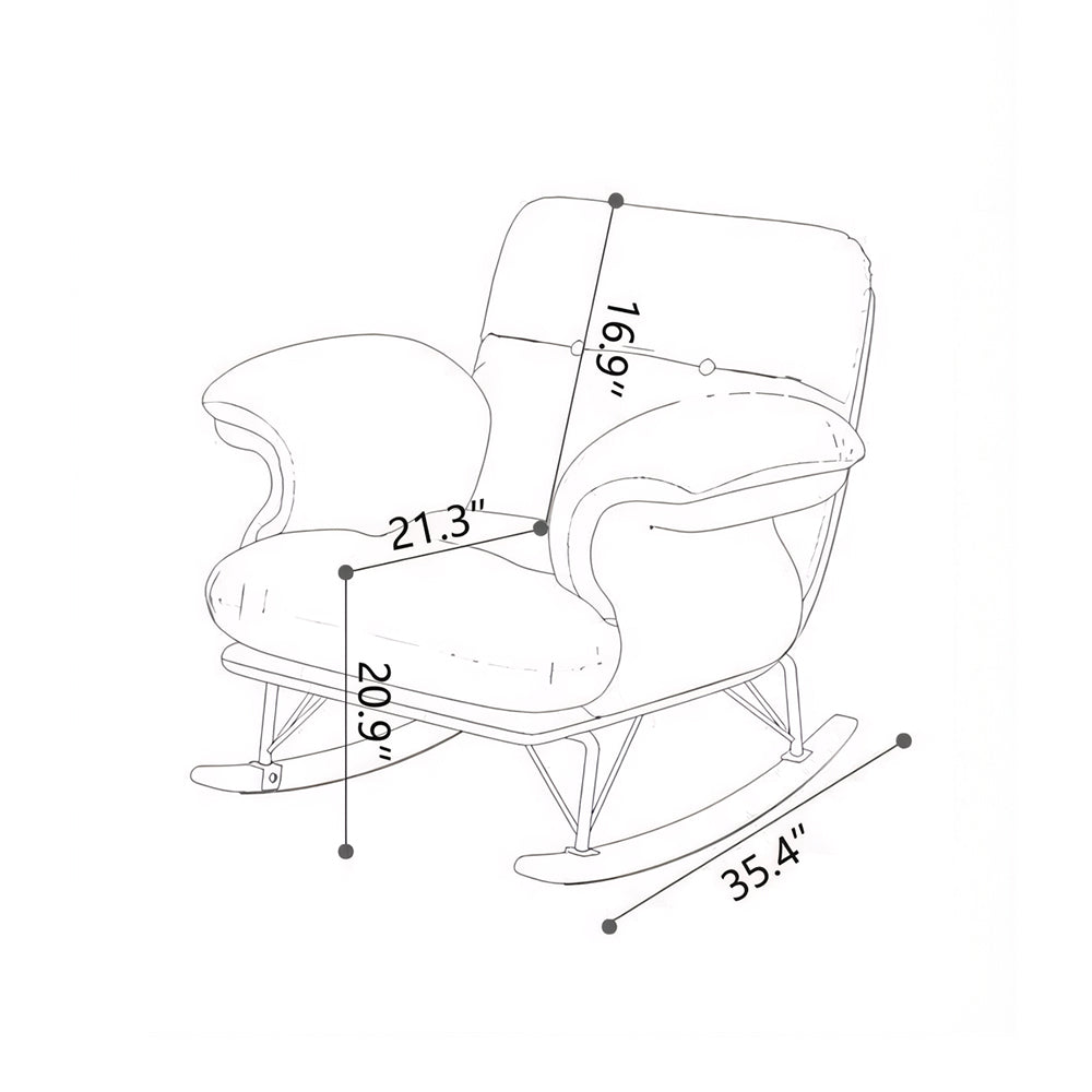 Modern Rocking Lounge Chair Striped Upholstery Accent Chair Curved Armrest Relax Chair