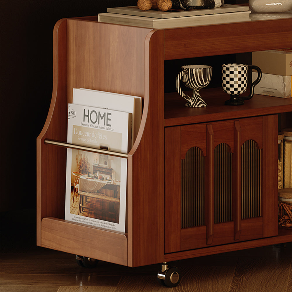 26.48" Mid-Century Sideboard Side Table Adjustable Shelf Arched Door Design Vintage Style