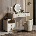 Load image into Gallery viewer, Modern Luxury Makeup Vanity Desk Marble Texture Top Dressing Table with Storage Drawers and Gold Metal Legs

