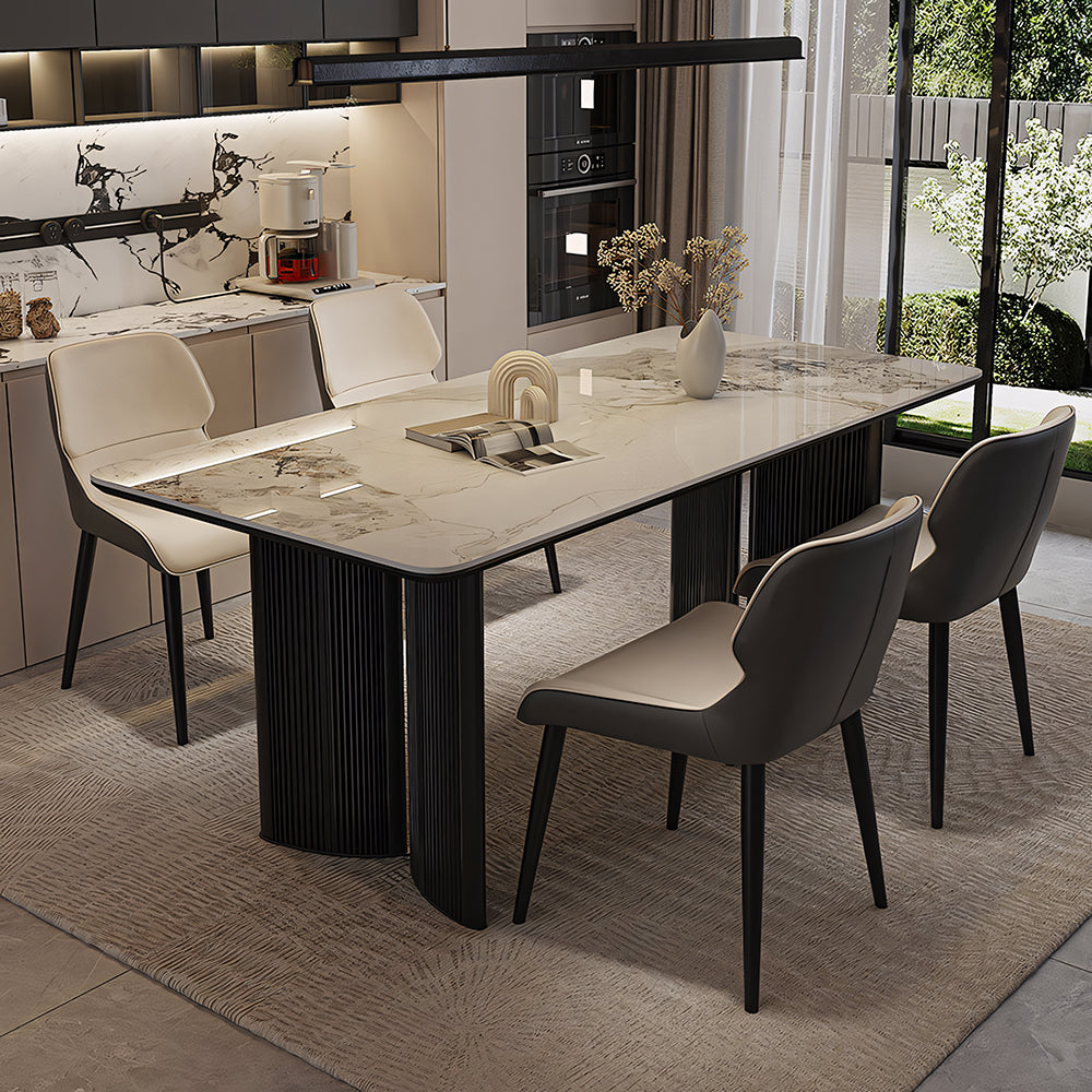 Minimalist Luxury Dining Table Natural Marble Grain Stone Tabletop