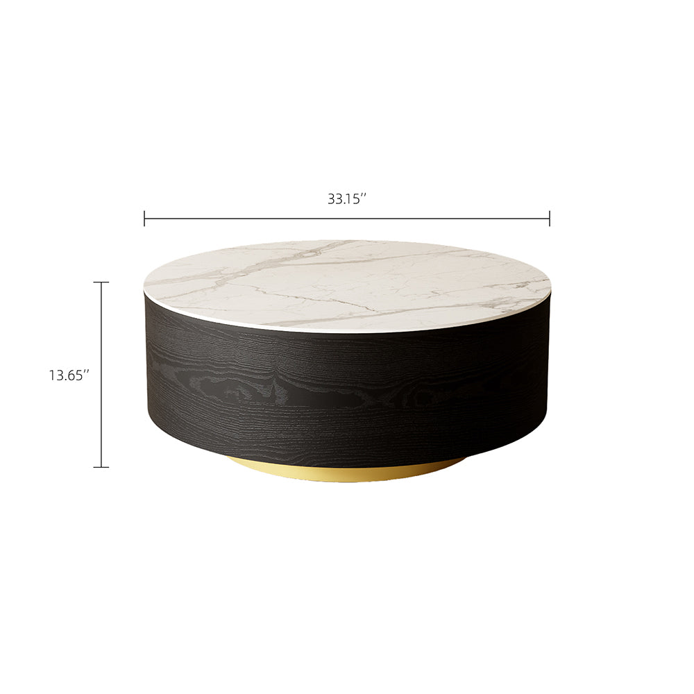33.15″ Round Coffee Table with Black Base Modern Minimalist Design Durable and Elegant for Living Room