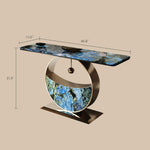 Load image into Gallery viewer, Luxurious Blue &amp; Gold Console Table with Elegant Circular Base
