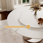 Load image into Gallery viewer, Round Dining Table Lazy Susan Marble Effect Gold X Metal Base Perfect for 4-6 People

