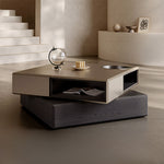 Load image into Gallery viewer, 31.2&#39;&#39; Modern Square Coffee Table Rotatable Double Layer Design with Storage Drawer and Display Space
