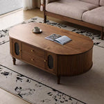 Load image into Gallery viewer, 46.8&#39;&#39; Oval Coffee Table Modern Walnut Design Storage Drawers Cabinets Perfect for Living Rooms
