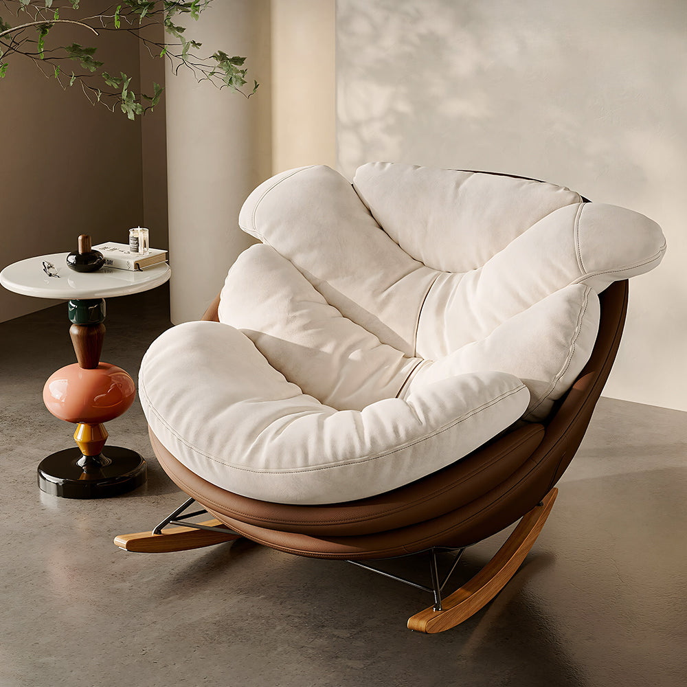 42.9'' Modern Rocking Chair  Plush Comfort Ergonomic Design Durable Wooden Base for Relaxation