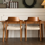 Load image into Gallery viewer, Modern Solid Wood Dining Chair with Handwoven Paper Rope Seat and Sculptural Armrests 1 Piece
