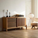 Load image into Gallery viewer, 64'' Japanese-Style Wood Sideboard with Slatted Doors
