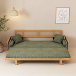 Load image into Gallery viewer, Modern Minimalist Daybed with Wood Frame and Soft Green Upholstery
