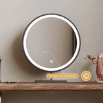 Load image into Gallery viewer, Elegant Makeup Vanity Set with LED Mirror and Upholstered Stool
