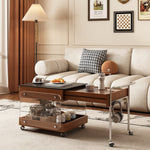 Load image into Gallery viewer, 23.6&quot;-43.3&quot;Extendable Coffee Side Table with Wheels Mobile Tea Table Storage Living Room
