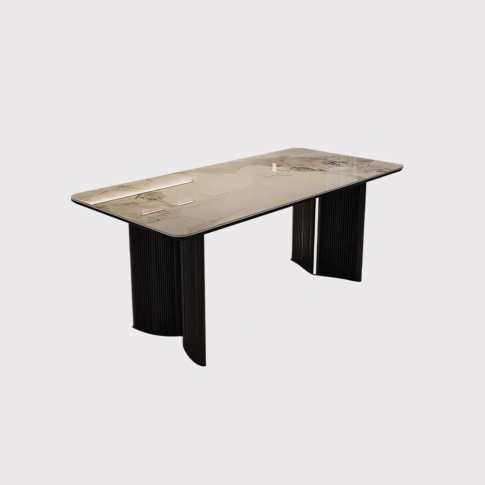 Minimalist Luxury Dining Table Natural Marble Grain Stone Tabletop