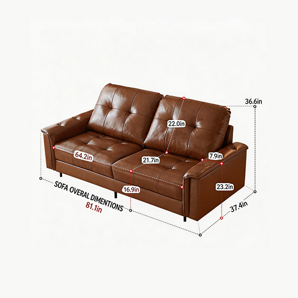 81.1'' Modern Faux Leather Sofa Bed with Pull-Out Mattress Convertible Sleeper Sofa